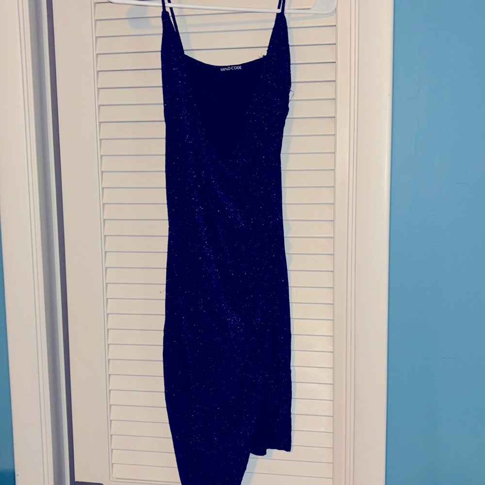 Mind Code Sparkly Blue/Black Cocktail Dress